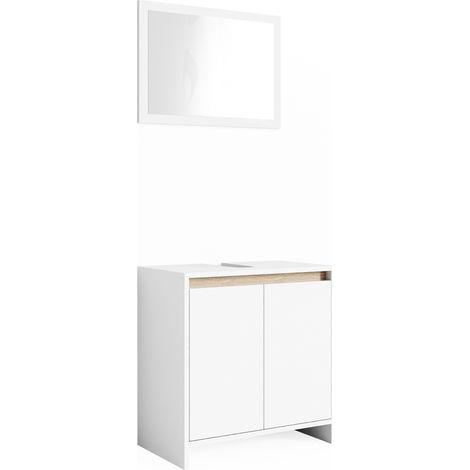 Set mobili bagno Emma, Bianco/Sonoma, 2 parti, Vicco (1/5)