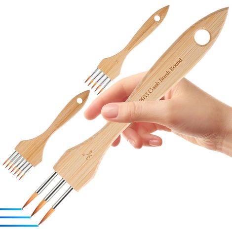 Ensemble De Pinceaux pour Peinture Acrylique Nylon et Laine 3 Pièces - Pinceau Râteau en Acrylique pour la Peinture - pour L'Aquarelle Les Débutants Les Adultes L'Artisanat La Poterie La