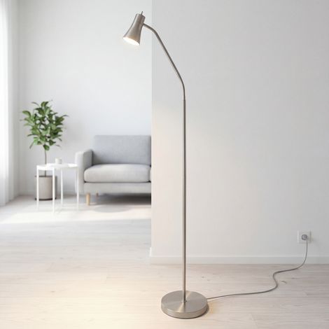 Lampadaire métal GU10 167 cm haut orientable en argent mat lampadaire rétro (1/5)