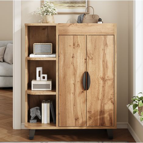 MEUBLIV Mueble zapatero 80x32x99 cm nogal – almacenaje abierto (1/5)