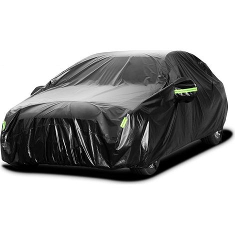 Bâche Voiture Sedan 210T Exterieur Impermeable Noir Housse de Protection Auto Voiture Étanche Couverture Voiture 4.85 x 1.8 x 1.5m (1/5)