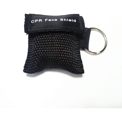 Lot de 10 masques de protection respiratoire noirs avec anneau porte-clés pour trousse de premiers secours et formation aux premiers secours