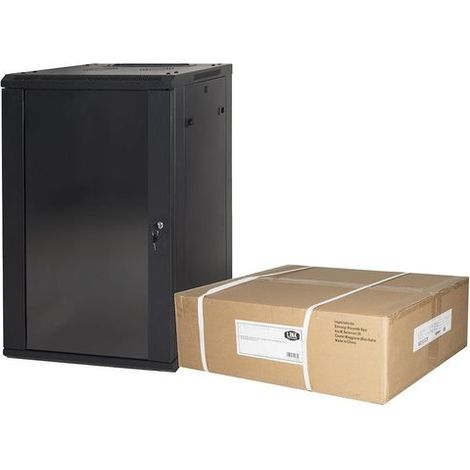 Link Armadio Rack 19” 18 Unità Da Muro (A) 905 x (L) 600 x (P) 450 Nero Disassemblato Porta Vetro