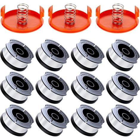 12 Pack Trimmer Line Spool Compatible with Black and Decker Trimmers, A6481 A6485 1.65mm Brushcutter Line Spool (12 Trimmer Line, 3 Cover, 3 Spring)