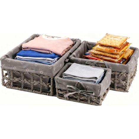 lot de Panier de Rangement,3Pcs Corbeille Rangement Panier Gris Idéaux pour Salle de Bain,Table à Langer,Ranger Télécommandes & Cosmétiques(Gris)