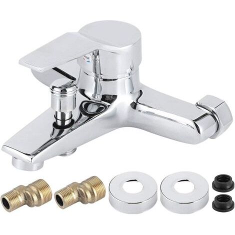 Robinet de douche mural en cuivre avec filetage G1/2 po, mitigeur triple, prise confortable, pour salle de bain et baignoire (1/4)