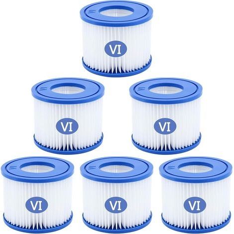 Lot de 6 Cartouches filtrantes pour Piscine Type VI, Cartouche Filtre pour Bestway Pompe de Piscine, Filtre de Piscine Intex pour Lay-Z-Spa, Miami, Monaco, Vegas (1/5)