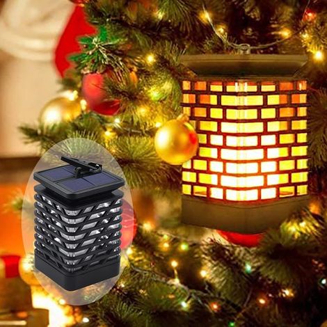 Lampe solaire extérieure de lanterne de jardin solaire, lumières solaires de jardin avec effet de flamme, lanterne suspendue étanche IP65 lampe de flamme de lanterne solaire pour jardin, cour, fête, t (1/5)