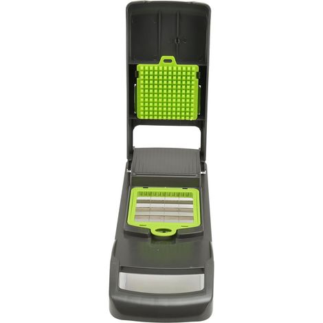 Hachoir à légumes vert à grande grille avec lame à trancher et à broyer, râpe et coupe-légumes pour la cuisson (1/5)