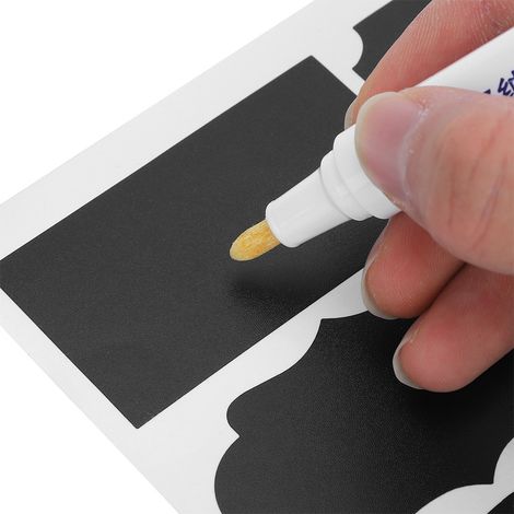 Étiquettes de pot de fleurs réutilisables et imperméables - Autocollants tableau noir PVC - Lot de 220 pièces avec 2 stylos liquide blanc (1/5)
