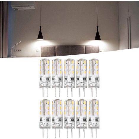 10 pièces ampoules LED G4, culot à deux broches en Silicone blanc chaud 3000K 1.5W AC220V 110LM remplacement d'ampoules de paysage (1/5)