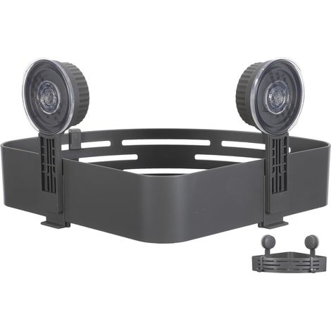 Étagère de Murale Triangulaire à Ventouses Gris Foncé, Panier d'angle Crochets Multifonctions, Support de Rangement pour Salle de Bain sans Perçage – Organiseur Pratique (1/5)