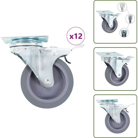 12 pcs Roulettes pivotantes 75 mm - Roulette Pivotante - Roulettes Pivotantes - Roulette De Chariot - Roulettes De Chariot (1/5)