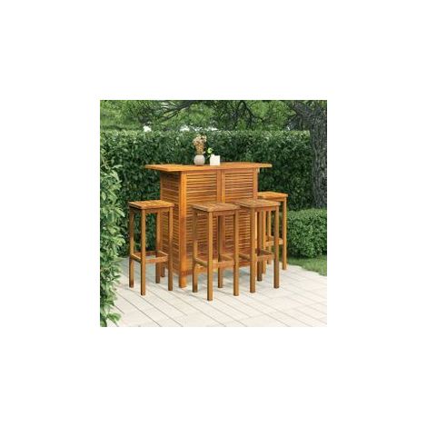 Ensemble de bar de jardin 5 pcs Bois d'acacia massif (1/5)