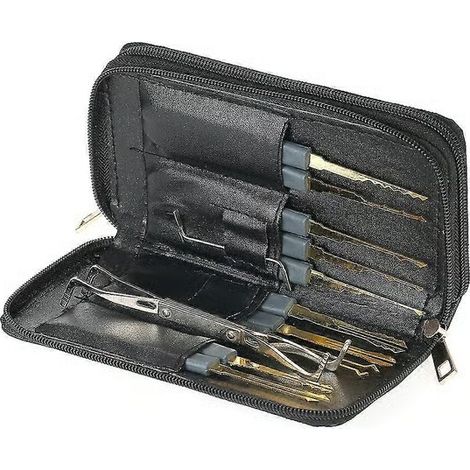 24 pièces ensemble professionnel d'outils de crochetage Kit de pratique pour serruriers débutants avec étui en cuir (1/5)