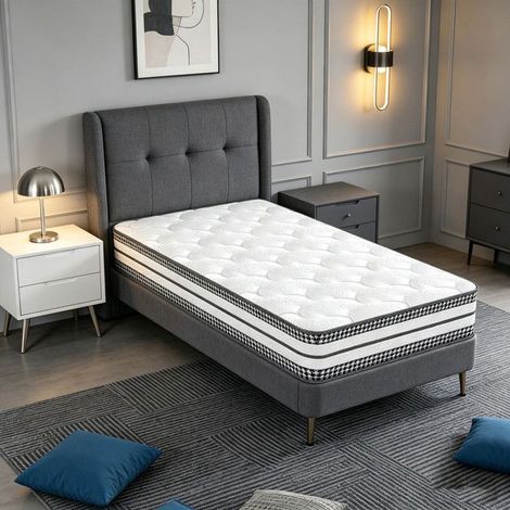 Matelas 90x200 - Ép 26 cm, Matelas Hybride Certifié Öko-Tex, Fermeté Moyenne H3, Double Face, Soutien Évolutif et Confort Durable (1/5)