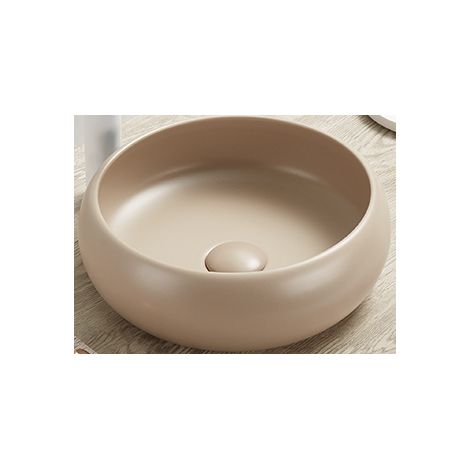 Vasque à poser ronde en céramique beige matte - D 36 cm - Gamme Wiki - Livraison gratuite