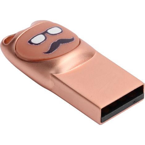 Clé USB U Disk à motif moustache de dessin animé, 64 Go, or rose, pour le stockage de données informatiques. (1/5)