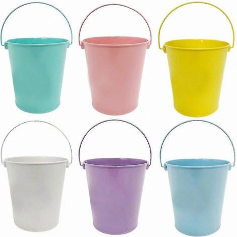 Seaux décoratifs de Pâques avec poignées pour la maison et les fêtes, couleurs pastel, supports à plantes en métal (1/2)