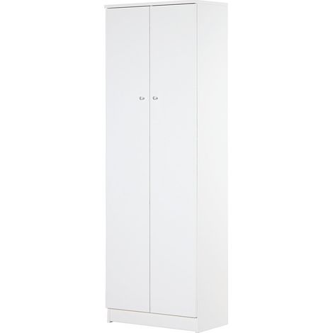 Armadio 2 ante, in legno truciolare, 4 ripiani, maniglie in plastica satinate, 62x34xh.183 cm, colore bianco (1/10)