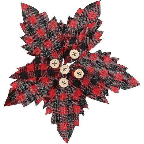 Ornement de Noël en coton rouge et noir à treillis (1/5)