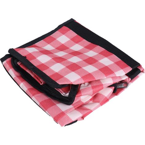 Sac de rangement en PVC, organisateur, sac fourre-tout zippé anti-poussière avec poignées, pour la maison et les voyages, à carreaux rouges (1/5)