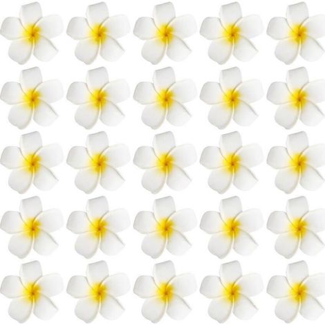 Lot de 25 épingles à cheveux frangipanier, pinces à cheveux effet frange, barrettes de mariée, accessoire de cheveux pour femme (7 cm, pince noire incluse) (1/2)