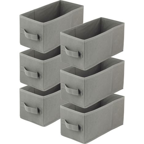 Boîte textile 15x31x15 gris foncé - Lot de 6 (1/5)