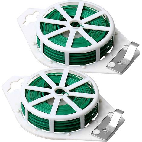2 rouleaux de ruban de jardin (50 mètres par personne, vert), ruban torsadé pour plantes, avec coupe-ruban, pour le jardinage, la maison et le bureau. (1/5)