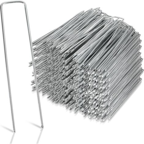 SWANEW 50-1000pcs Piquets de Fixation en Acier Galvanisé, Ø2,8mm, pour Toile de Paillage, Treillis - 250x (1/5)