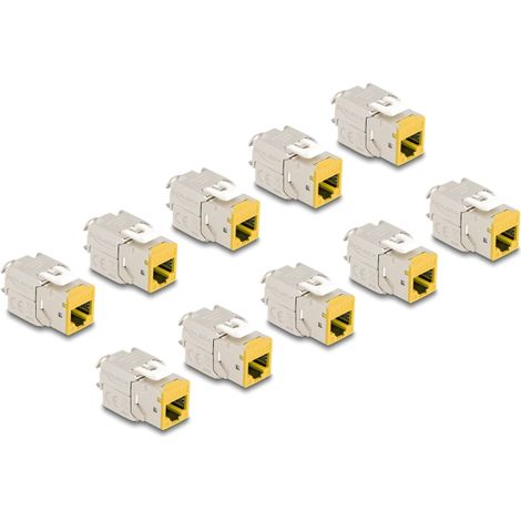 Delock MÃ³dulo Keystone RJ45 hembra a LSA Cat.6A montaje sin herramientas amarillo juego 10 piezas