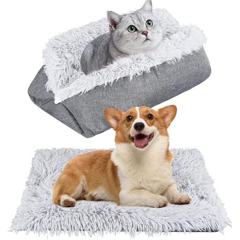 Panier pour Chat, 2 en 1 Coussin Chats, 50x60cm Panier Chat Moelleux, Lit pour Chats Chien Chaud, Doux et Confortable Chaud Nid Chiot Couchage et Mobilier pour Chien (1/5)