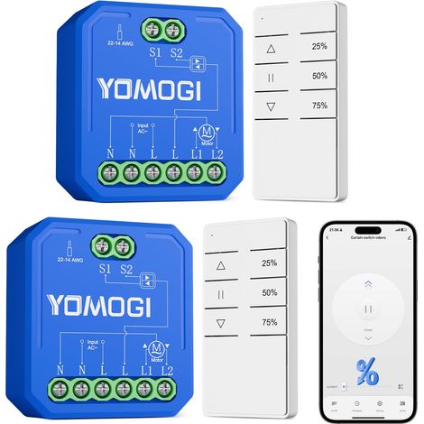 Module Volet Roulant Connecté avec Télécommande RF, Module WiFi pour Rideau Stores Compatible avec Google Home pour Contrôle en Pourcentage, Télécommande Appairée (1/5)