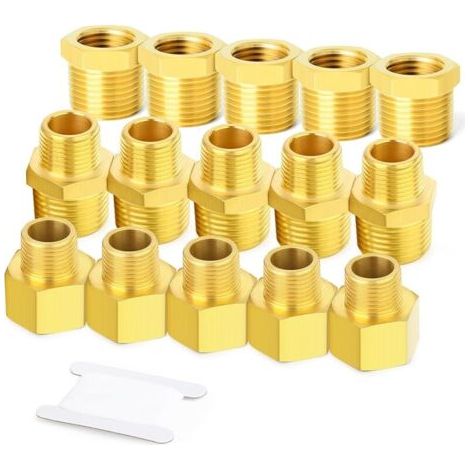 Pair 15pièces raccord de tuyau en laiton, douille hexagone, adaptateur réducteur, réducteur hexagone 3/8 pouces BSP x 1/4 pouces BSP (1/4)