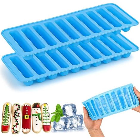 2-teiliges rechteckiges Silikon-Eiswürfelform-Set – 10 rechteckige Eiswürfel, lebensmittelecht (1/5)