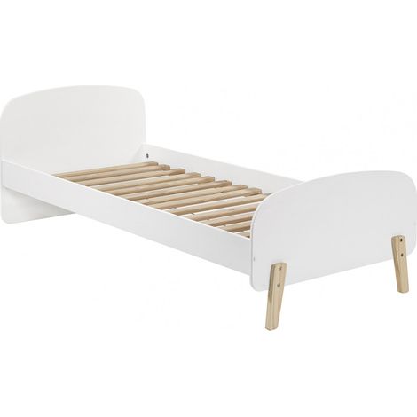 BODHI WHITE - Lit 90x200cm Blanc et Bois Sommier Intégré (1/3)