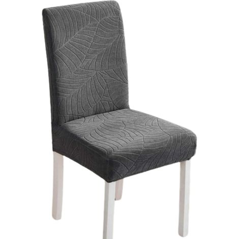 Funda para silla, terciopelo gris oscuro, estampado jacquard, elástica [21ZC] (1/5)