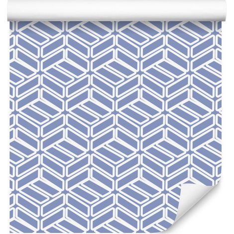 Carta da parati con motivo geometrico blu, bianco e azzurro 50x1000 cm (1/5)