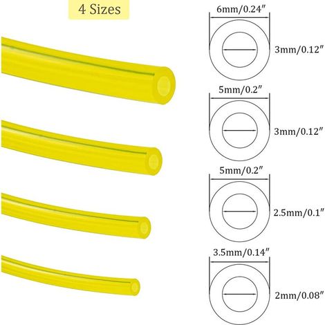 4 Stück gelb transparenter Polyurethan-Kraftstoffschlauch Universal-Kraftstoffleitung Benzinschlauch 1,5 Meter für Rasenmäher Heckenschere Benzinsäge, BR-Life (1/4)