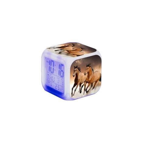 Sveglia a forma di cavallo - LED - Sveglia a forma di animale - con luce - Si illumina al buio - per bambini e adulti - Regalo di compleanno per bambini e adulti