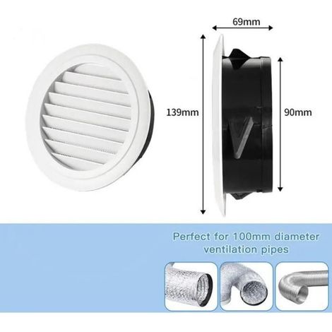 Grille D Aeration Ronde - ABS - Lamelles Filtre Integre - Pour Mur Ou Conduit - 1 Unite (1/5)