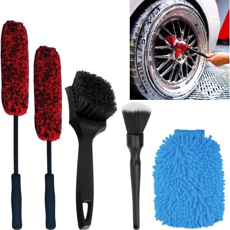 Auto Reinigungsset 5-teilig mit Felgenbürste, Waschhandschuh und Detailbürsten (1/5)