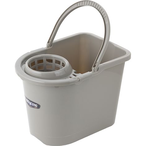 SECCHIO RETTANGOLARE IN PLASTICA CON SPREMICHIO 15L GRIGIO CHIARO -BEN