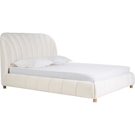 Letto a due piazze 160x200 in tessuto effetto lana ricciolata ARIELLE