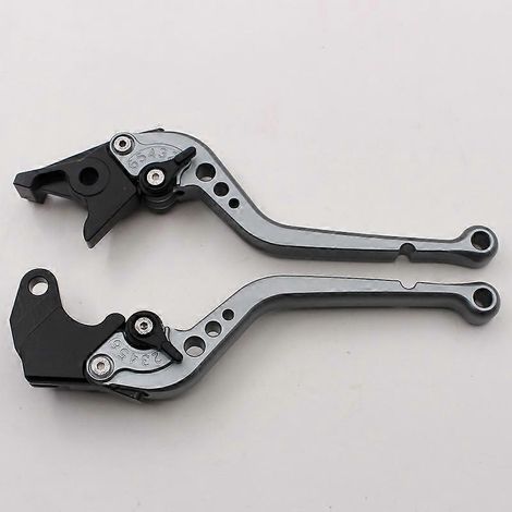 Convient pour la moto Boolean XB12R modifiée, poignée de frein et d'embrayage en alliage d'aluminium, klaxon de frein, accessoires de tige de commande (gris long) (1/5)