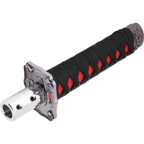 Schaltknauf im Katana-Stil, universeller japanischer Schaltknauf mit 4 Adaptern, schwarz und rot
