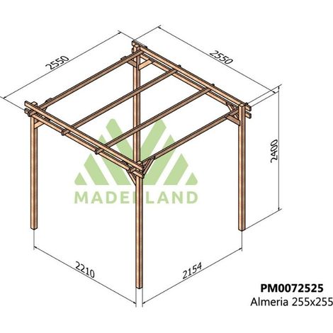 Pérgola de Madera Maciza Almería (Maderland) - Gardeneas - 250 x 250 cm