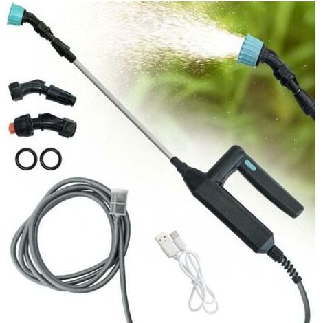 Pulvérisateur d'eau électrique pour plantes avec tige télescopique de 60 à 110 cm et 3 buses de brumisation, pulvérisateur à piles - tuyau de 5 m (1/4)