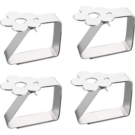 pinces Nappe En Acier Inoxydable 4 Pices Motifs De Fleurs Support De Nappe L'paisseur De La Table Ne Dpasse Pas 3 Cm De Couverture De Table Clip (1/5)