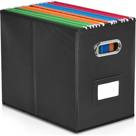 Boîte de rangement de fichiers de format A4 (dossiers non inclus). Boîte de rangement durable sans couvercle à suspendre pour bureau/décoration/maison, noir, XS (1/5)